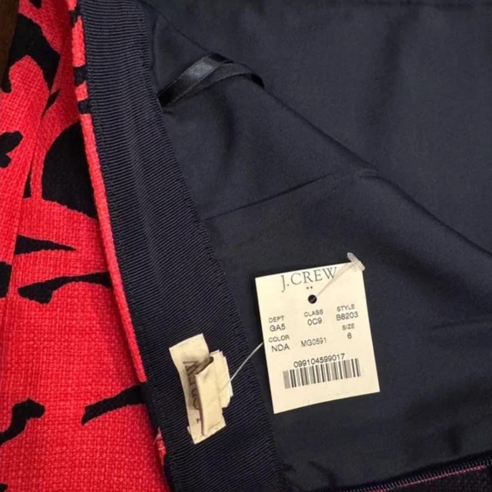 J. Crew Floral Red and Black Patterned Skirt